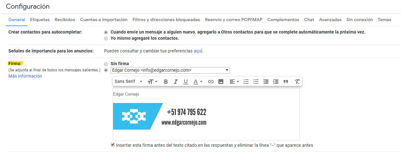 Firma en Gmail